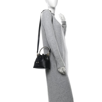 JIMMY CHOO Smooth Shiny Calfskin Bon Bon Bucket Bag Black
