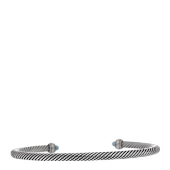 DAVID YURMAN Sterling Silver 18K Yellow Gold Blue Topaz 4mm Cable Classics Bracelet