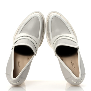 BOTTEGA VENETA Calfskin Loafer Pumps 39.5 Mist Bianco
