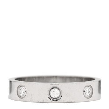 CARTIER 18K White Gold 8 Diamond 4mm Wedding Band LOVE Ring 52 6