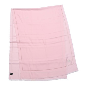 CHANEL Wool Metal Chain Stole Light Pink