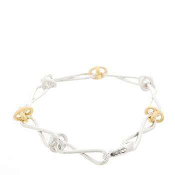 TIFFANY Sterling Silver 18K Yellow Gold Paloma Picasso Twirl Link Bracelet