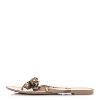 VALENTINO GARAVANI PVC Jelly Rockstud Bow Thong Sandals 38 Poudre
