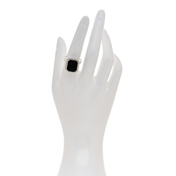 TIFFANY Sterling Silver Black Onyx Ziegfeld Daisy Ring 55 7.25