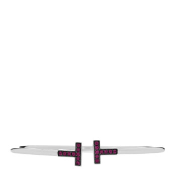 TIFFANY 18K White Gold Ruby T Wire Bracelet
