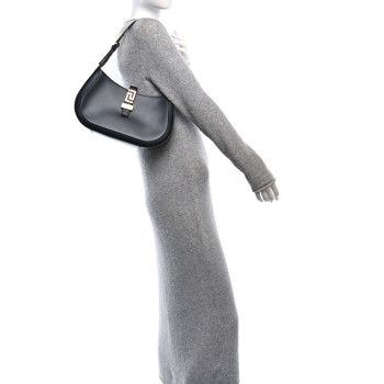 VERSACE Calfskin Large Greca Goddess Hobo Black