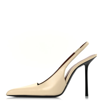 SAINT LAURENT Calfskin Kiss 105 Slingback Pumps 37 Egg Shell