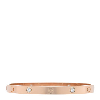CARTIER 18K Pink Gold 4 Diamond LOVE Bracelet 19