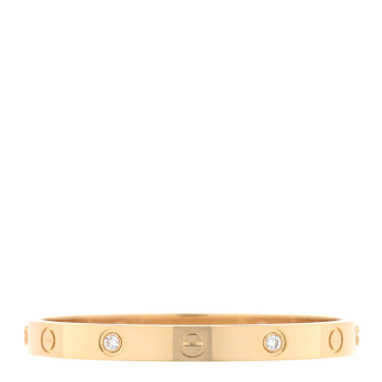 CARTIER 18K Yellow Gold 4 Diamond LOVE Bracelet 16
