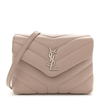 SAINT LAURENT Calfskin Y Quilted Monogram Toy Loulou Crossbody Bag Light Natural