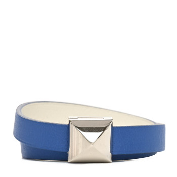 HERMES Swift Medor Infini Double Tour Bracelet T1 Bleu Brighton Blanc