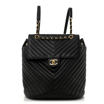 CHANEL Calfskin Chevron Quilted Large Urban Spirit Backpack Black
