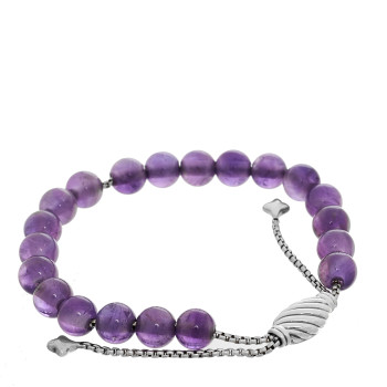 DAVID YURMAN Sterling Silver Amethyst 8mm Spiritual Beads Bracelet