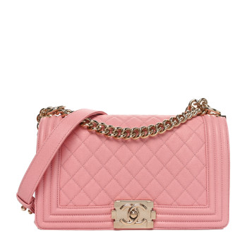 CHANEL Iridescent Caviar Quilted Medium Boy Flap Light Pink