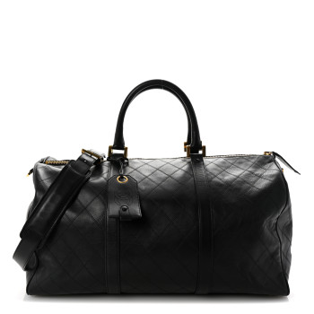 CHANEL Calfskin Stitched Duffle Bag Black