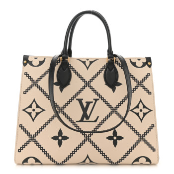 LOUIS VUITTON Empreinte Monogram Giant Broderies Onthego MM Cream Black