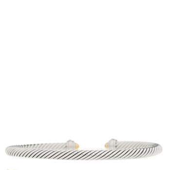 DAVID YURMAN Sterling Silver 18K Yellow Gold Diamond 4mm Dome Cable Classics Bracelet