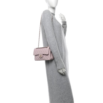 CHANEL Caviar Quilted Small Double Flap Light Pink