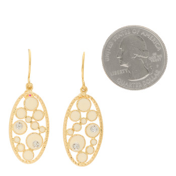 ROBERTO COIN 18K Yellow Gold Diamond Enamel Bollicine Drop Earrings White
