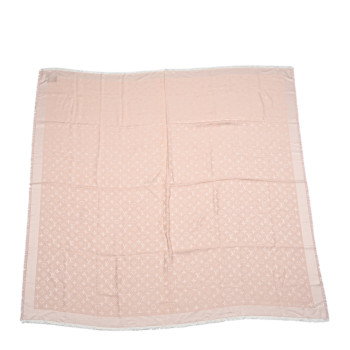 LOUIS VUITTON Silk Wool Monogram Denim Shawl Rose