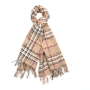 BURBERRY Merino Wool Cashmere Check Scarf Beige Beige