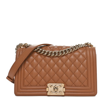 CHANEL Caviar Quilted Medium Boy Flap Brown