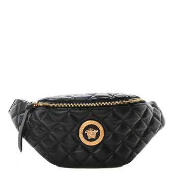 VERSACE Nappa Quilted Medusa Belt Bag Black