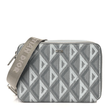 CHRISTIAN DIOR Coated Canvas CD Diamond Messenger Pouch Grey