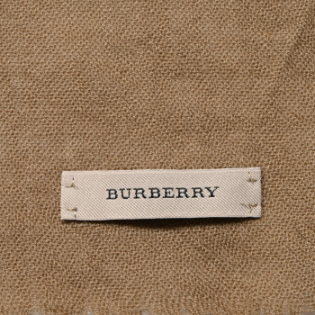 BURBERRY Wool Half Mega Check Fringe Scarf Camel