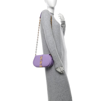VERSACE Calfskin Medium Greca Goddess Shoulder Bag Baby Violet