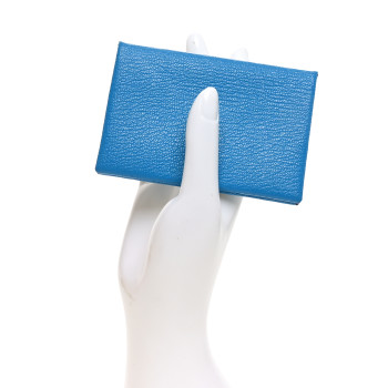 HERMES Chevre Mysore Verso Calvi Card Case Bleu Frida Cuivre