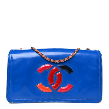 CHANEL Vinyl Small Lipstick Flap Bag Blue Multicolor
