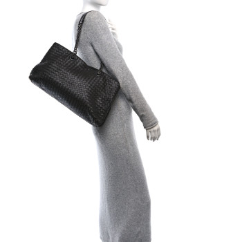 BOTTEGA VENETA Nappa Intrecciato Classic Chain Strap Tote Ebano