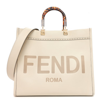 FENDI Vitello King Plexiglass Medium Fendi Sunshine Shopper Tote White Ice