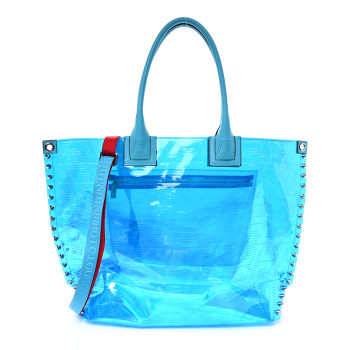 CHRISTIAN LOUBOUTIN TPU Calfskin Techno Perforated CL Cabalou Tote Flash Blue