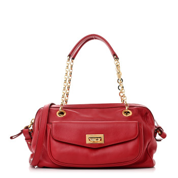 SALVATORE FERRAGAMO Calfskin Gancini Shoulder Bag Red