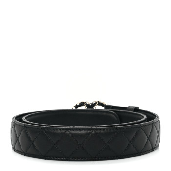 CHANEL Calfskin Quilted CC Chain Belt 85 34 Black