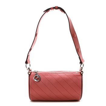 GUCCI Sakai Be Green Calfskin Diagonal Stitched Mini Blondie Barrel Shoulder Bag Pink