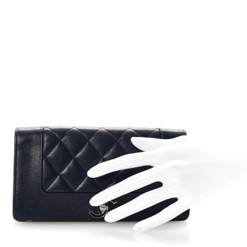 CHANEL Sheepskin Quilted Mademoiselle Vintage Zip Around Wallet Navy