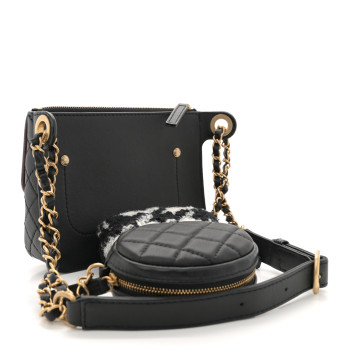 CHANEL Calfskin Quilted Multi Pouching Flap And Coin Purse Black