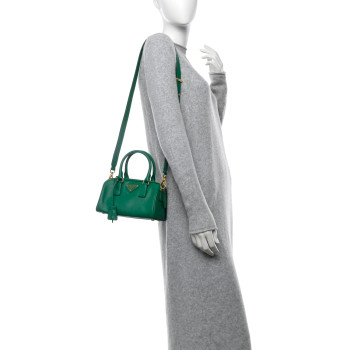 PRADA Saffiano Lux Top Handle Crossbody Bag Mango