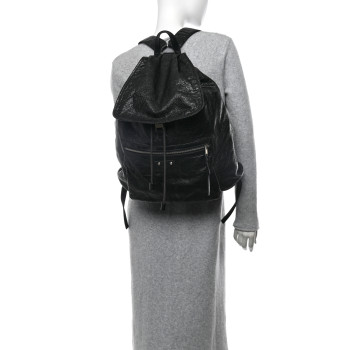BALENCIAGA Agneau Classic Silver Hardware S Traveler Backpack Black