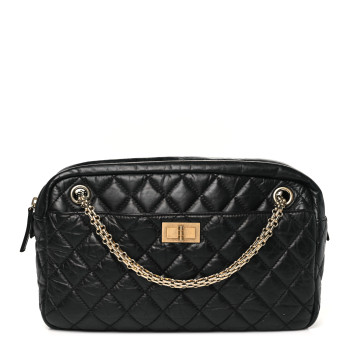 CHANEL Aged Calfskin Quilted Medium Reissue Camera Case Black
