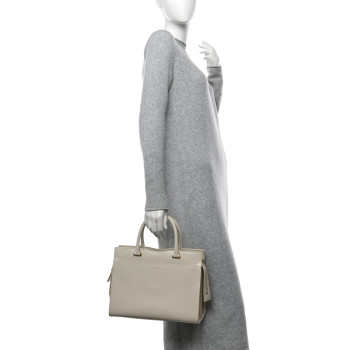 SAINT LAURENT Shiny Calfskin Medium Uptown Tote White