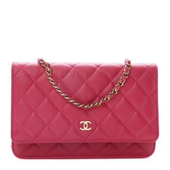 CHANEL Caviar Quilted Wallet On Chain WOC Fuchsia