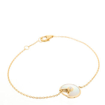 CARTIER 18K Yellow Gold Diamond Mother of Pearl Amulette de Cartier Bracelet