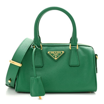 PRADA Saffiano Lux Top Handle Crossbody Bag Mango