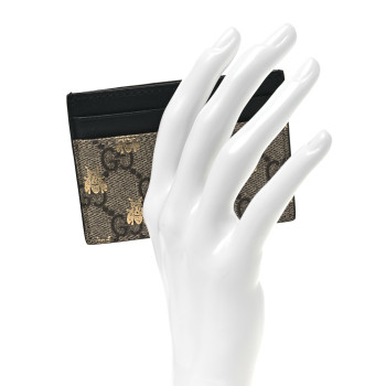 GUCCI GG Supreme Monogram Bees Card Holder Black