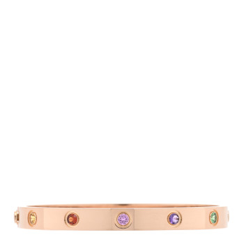 CARTIER 18K Pink Gold Sapphire Garnet Amethyst LOVE Bracelet 16