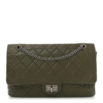 CHANEL Aged Calfskin Quilted 2.55 Reissue 227 Flap Dark Green